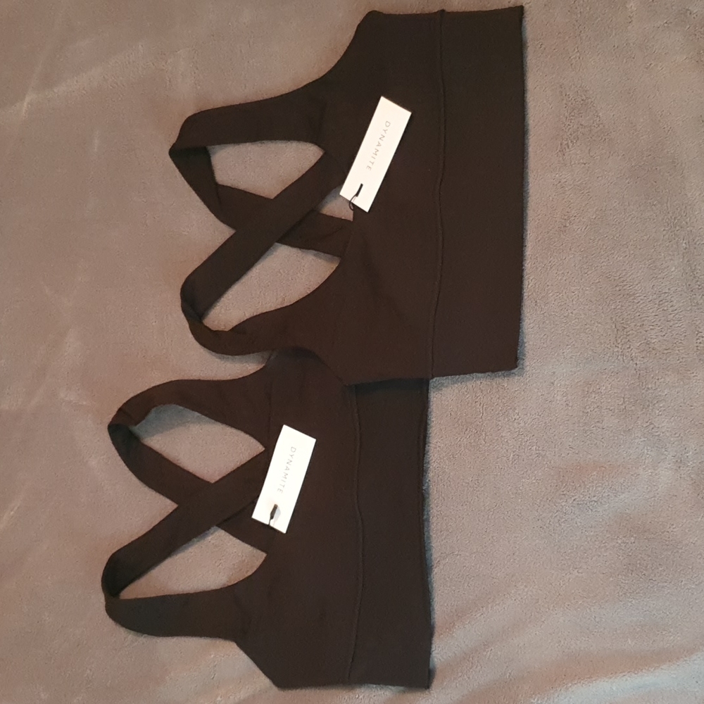 NWT Black Crossed Back Crop Top